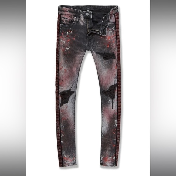 Jordan Craig Stripes denim Streetwear jean size 30/32 distressed rhinestone - Picture 2 of 16
